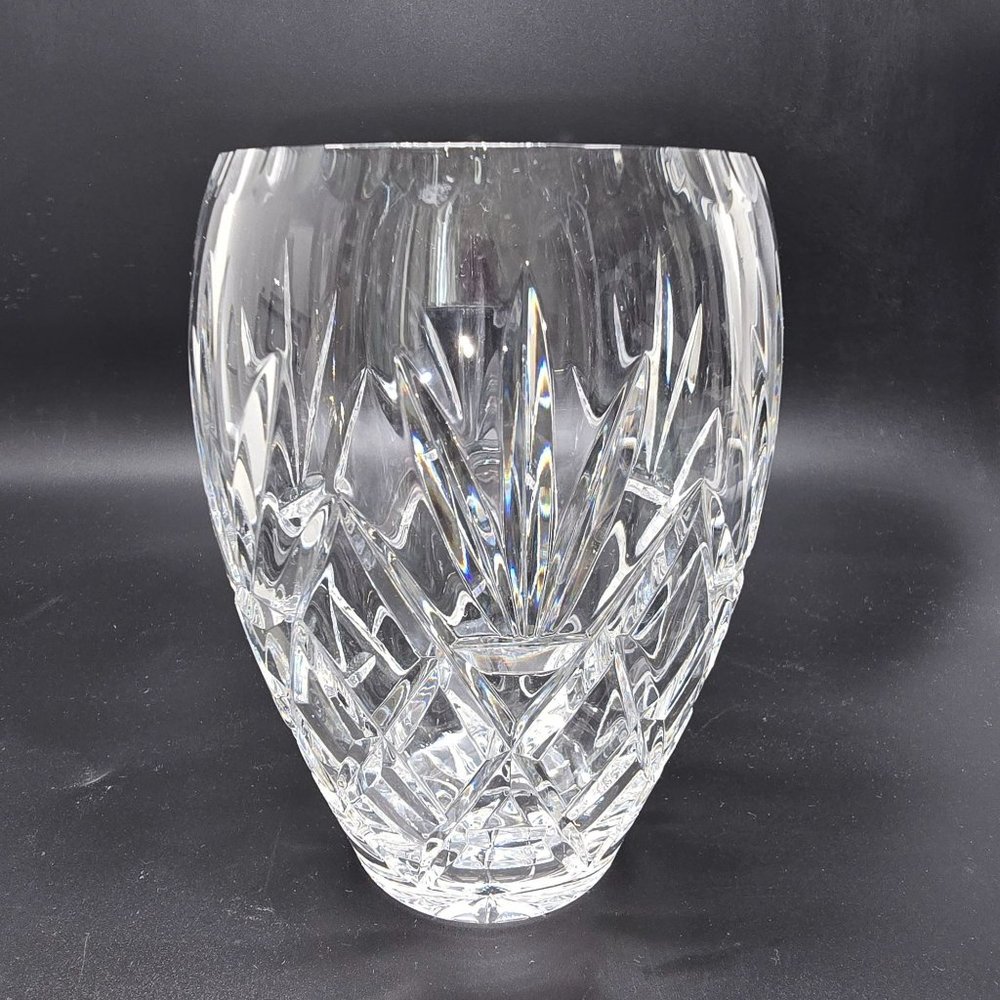 Ceska Vase Leaded Crystal With Diamond & Fan Pattern 6" Floral Table Size JJ3823